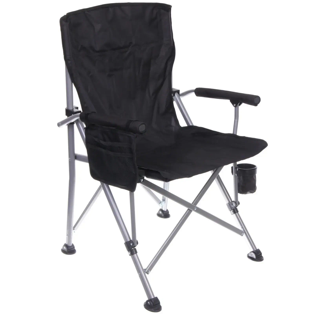 Кресло складное с подлокотниками до 100 кг SJ-0054, 58*58*92 см, цвет: чёрный, ТуристМастер