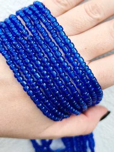 яс4-сп Стекло японское 4мм, синий прозрачный, некалибр., нить 40см