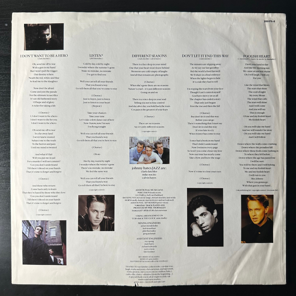 Johnny Hates Jazz - Turn Back The Clock (Европа 1988г.)