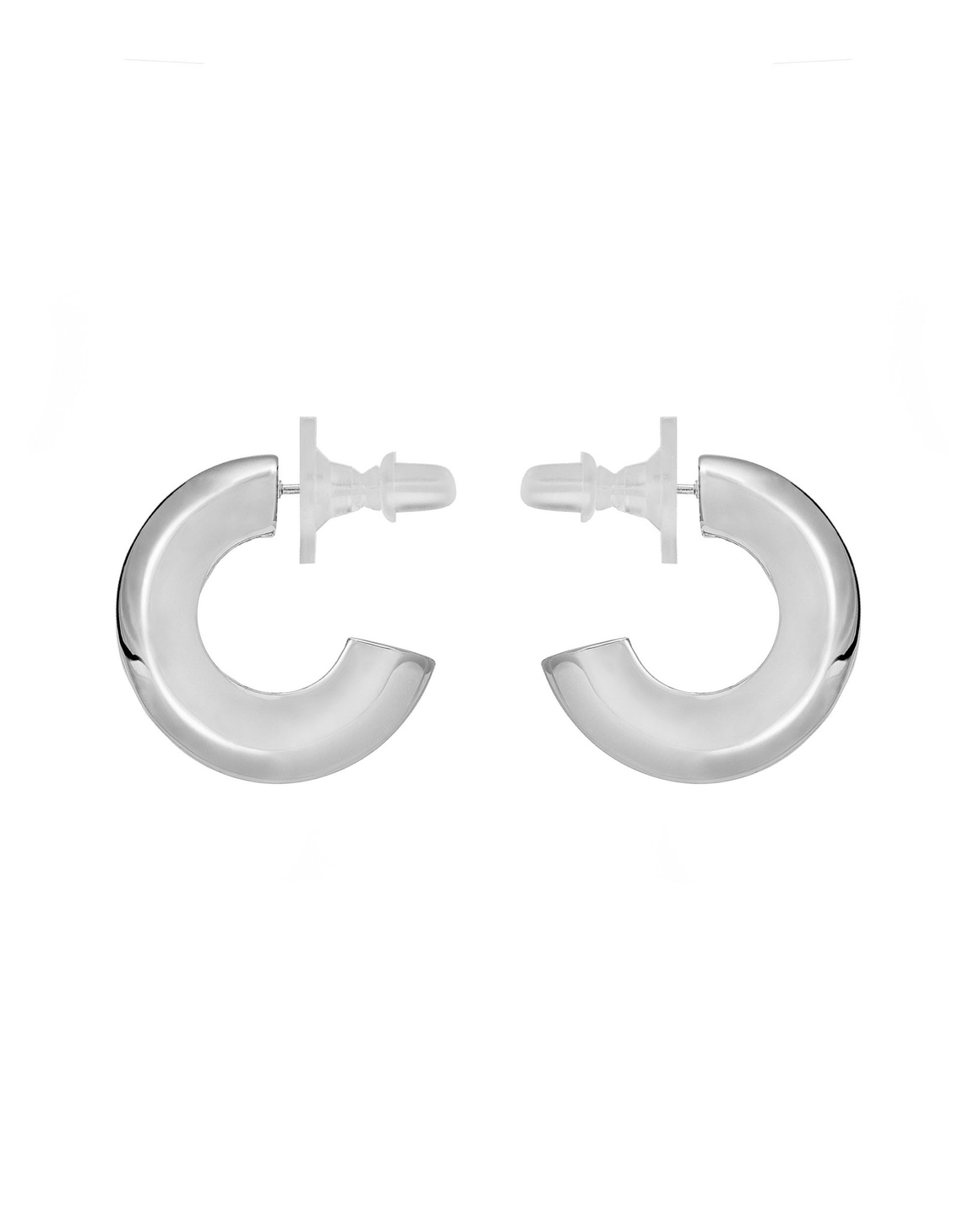 Серьги полукруг, скошенные грани, серебро