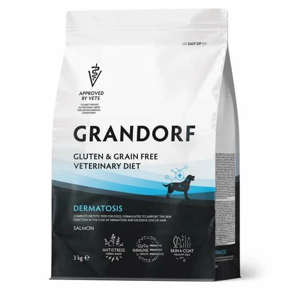 Корм для собак GRANDORF VETERINARY DIET Dog DERMATOSIS диетический с заболеваниями кожи, лосось 3кг