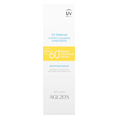 AGE20'S, UV Defense, увлажняющее, успокаивающее солнцезащитное средство, SPF 60+, 50 мл (1,69 жидк. Унции)