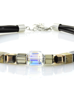 4660 Coeur de Lion колье из кожи наппа в 6 сложений с кристаллами Сваровски  - Parfum.cash