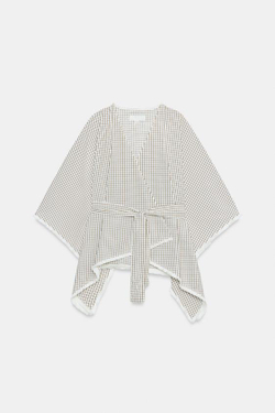 ZARA ЖИЛЕТ В КЛЕТКУ С НЕОБРАБОТАННЫМИ КРОМКАМИ, ЭКРЮ