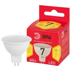 Лампа светодиодная ЭРА RED LINE LED MR16-7W-827-GU5.3 R 7Вт софит теплый белый свет GU5.3 | Лампы cветодиодные Точечные (Софиты) (MR, PAR)