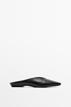 Massimo Dutti Мюли из мягкой кожи, черный