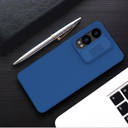 Чехол синего цвета от Nillkin с защитной шторкой для камеры на OnePlus Nord CE4 Lite, серии CamShield Case