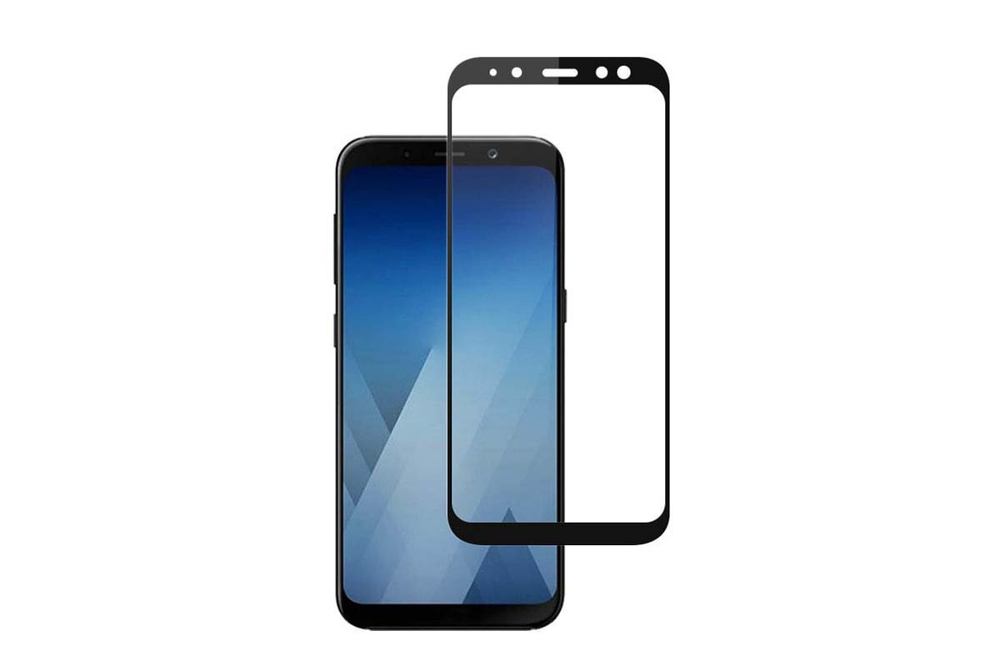 Защитное стекло "Премиум" для Samsung A730F (A8+ 2018) Черное