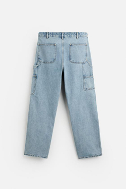 ZARA ДЖИНСЫ CARPENTER С КАРМАНАМИ, СИНИЙ