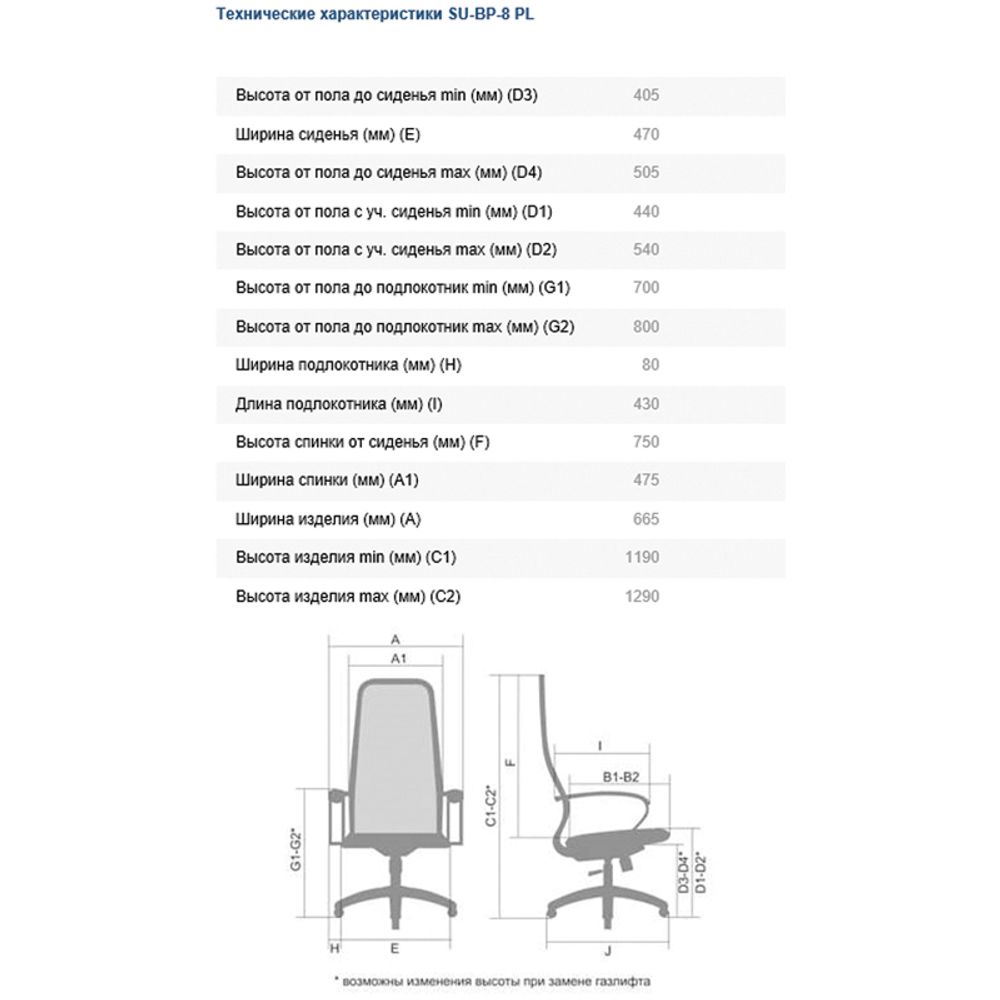 Кресло руководителя Метта SU-BP-8 PL, ткань-сетка черная №20, спинка-сетка, топ-ган (100/001, 130/001)
