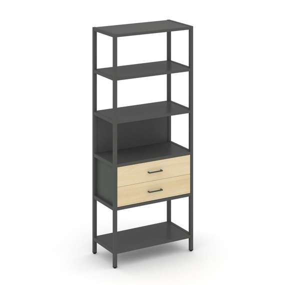 Shelf System Односекционный стеллаж пятиярусный с ящиками SN.STM-512 Антрацит/Акация Лорка/Металл Ан