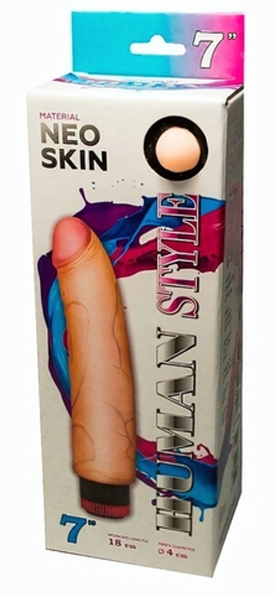 Вибратор NeoSkin Human Style с изгибом (18 см) (Цвет: телесный)
