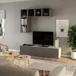 Тумба под телевизор - IKEA BESTÅ/EKET, 180x42x185 см, серый, Бесто/Экет ИКЕА