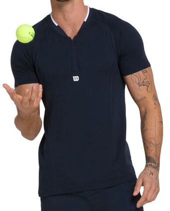 Мужское теннисное поло Wilson Players Seamless Zip Henley 2.0 - классический темно-синий
