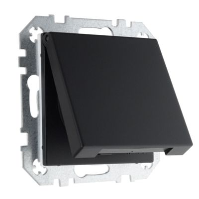 Розетка с заземлением с крышкой, 16А 250В IP44 LIREGUS RETRO IKL16-208-01.R/SWM чёрная матовая