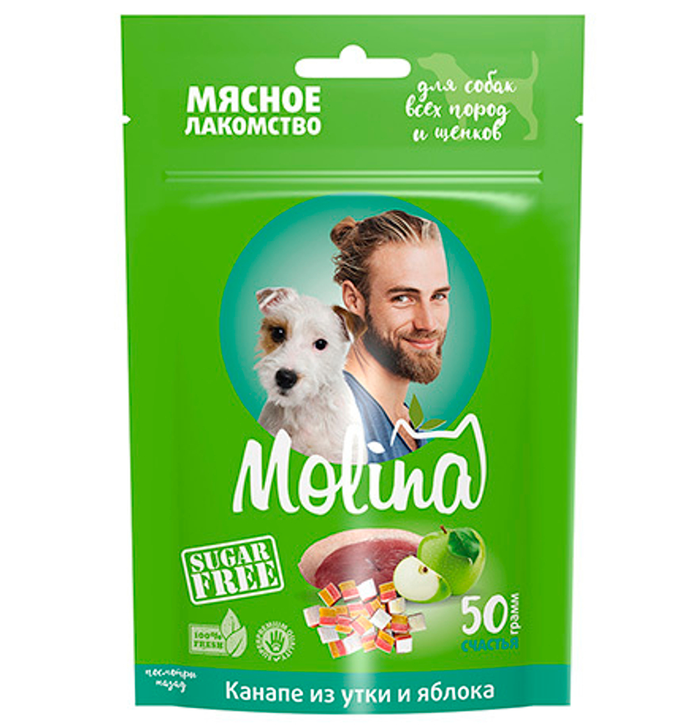 MOLINA, Лакомство для собак всех пород и щенков, Канапе из утки и яблока, 50 г, 4948