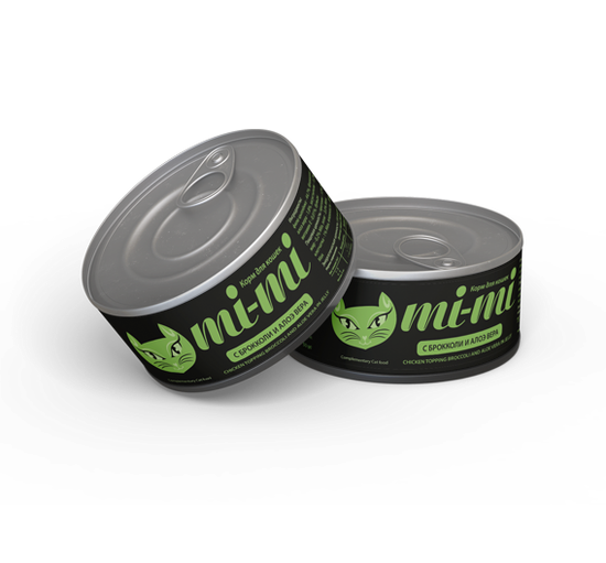 Mi-mi влажный корм для кошек и котят с Брокколи и Алоэ вера, 50 гр