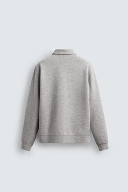 ZARA ТОЛСТОВКА-ПОЛО INTERLOCK НА МОЛНИИ, СЕРЫЙ МЕЛАНЖ