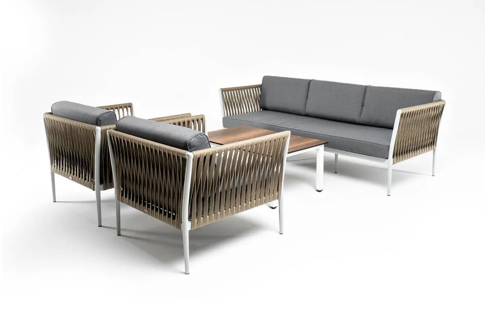 "Касабланка" лаунж-зона плетеная из роупа 5-местная, цвет серый