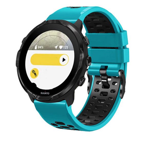 Ремешок двухцветный дышащий 24 мм для Suunto 9 Baro, Suunto 7, Suunto Spartan Sport силиконовый (Голубой/черный)