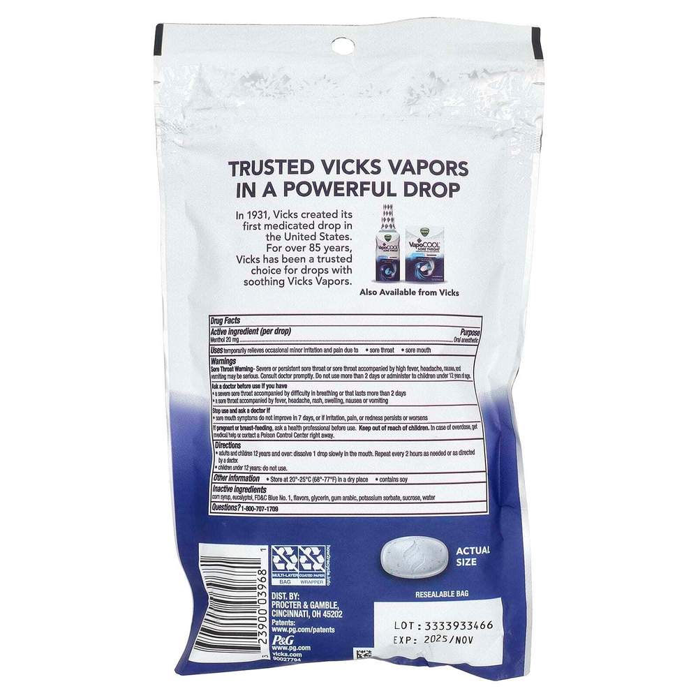 Vicks, VapoCool ™ Severe, максимальная сила действия, Winterfrost, 45 лечебных капель