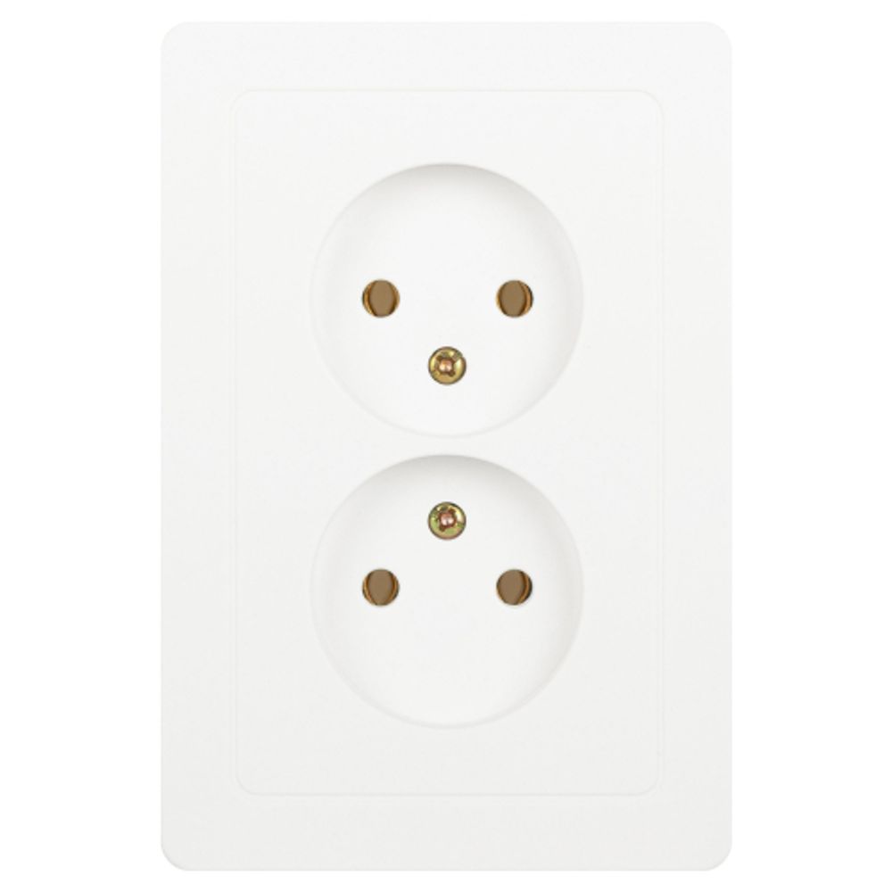 Розетка Intro Style 7-204-01 двойная без заземления 2х2P 16А-250В IP20 СУ белый