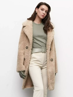 Шуба чебурашка тедди, бежевая, Северина