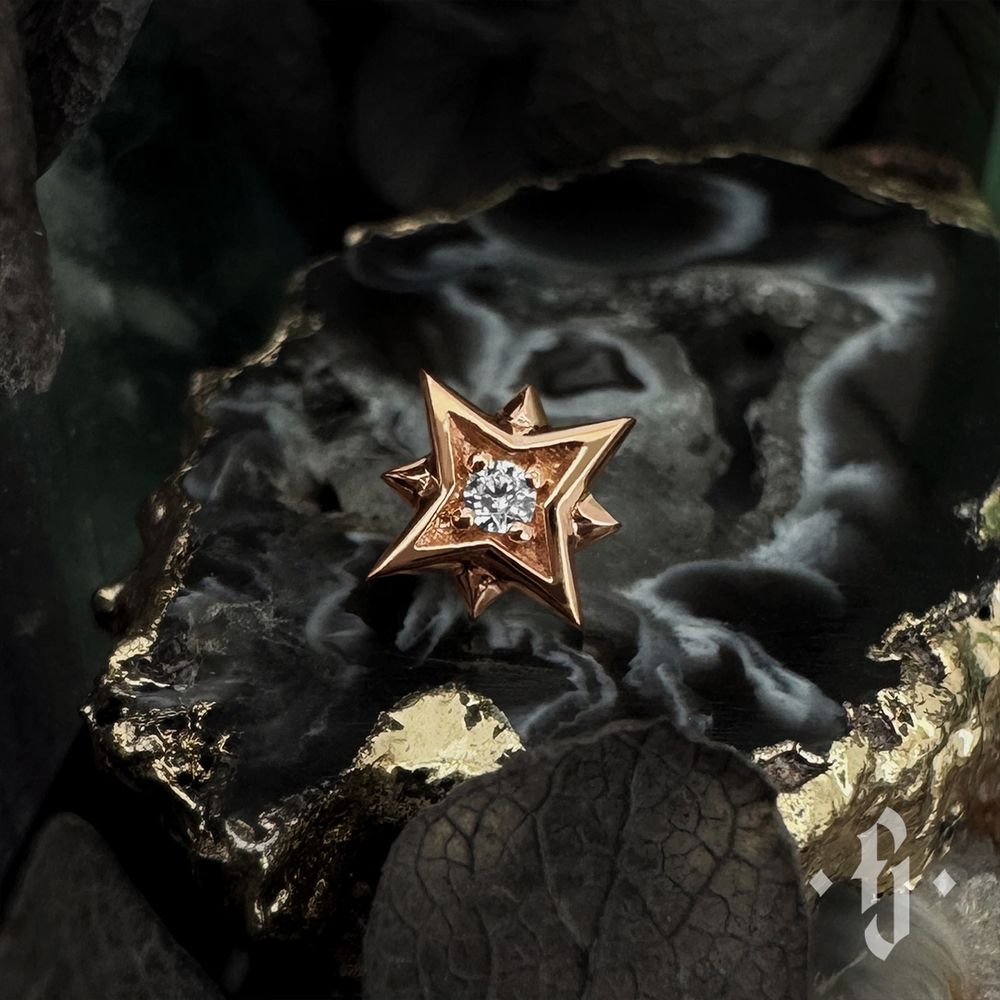 Накрутка &quot;North Star&quot; - Розовое золото - White CZ