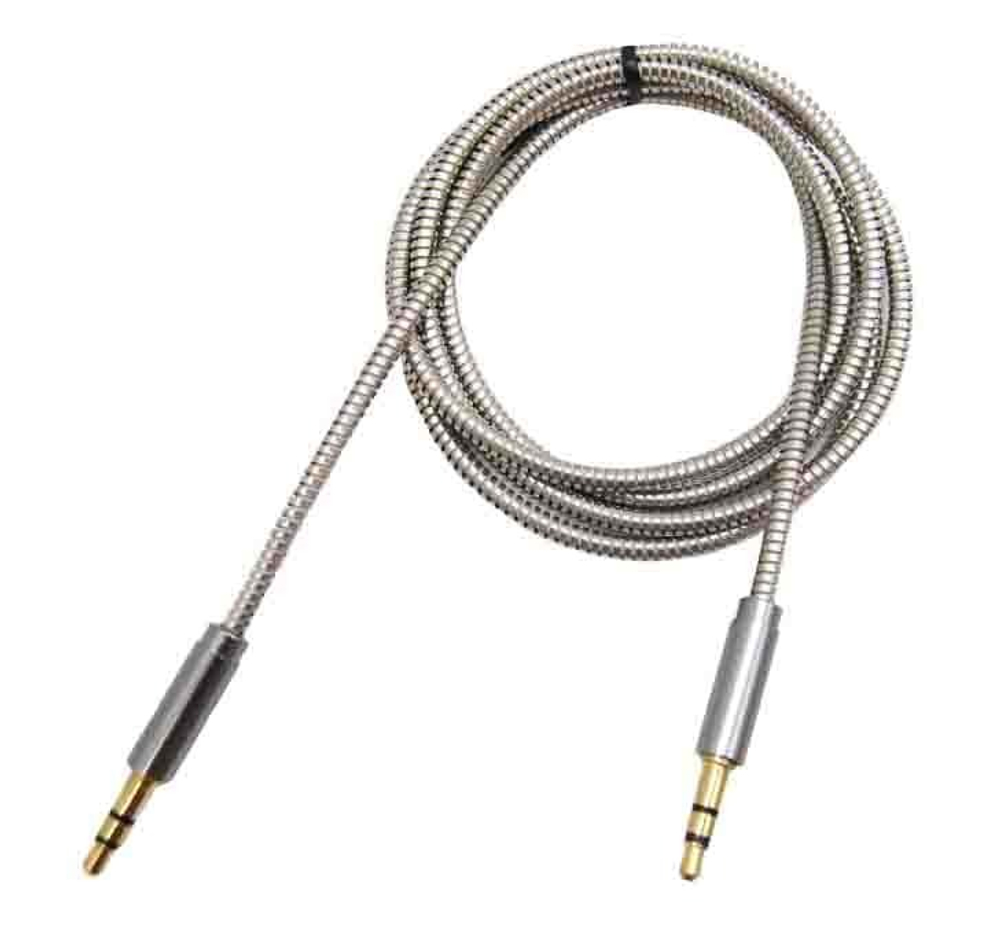 Кабель AUX JD-475 металлический (серебро) 1м