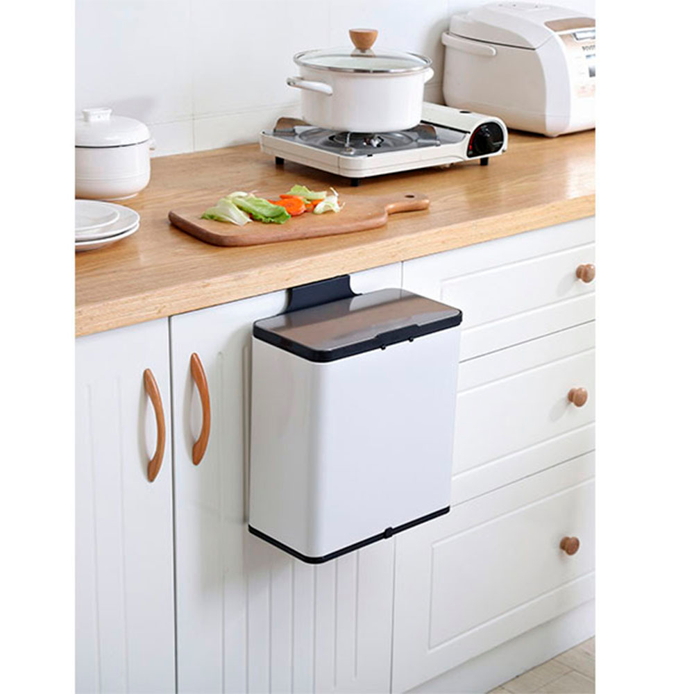 Ведро для мусора, внутр ведро, держатель м/мешков, Foodatlas JAH-541, 6л (белый)