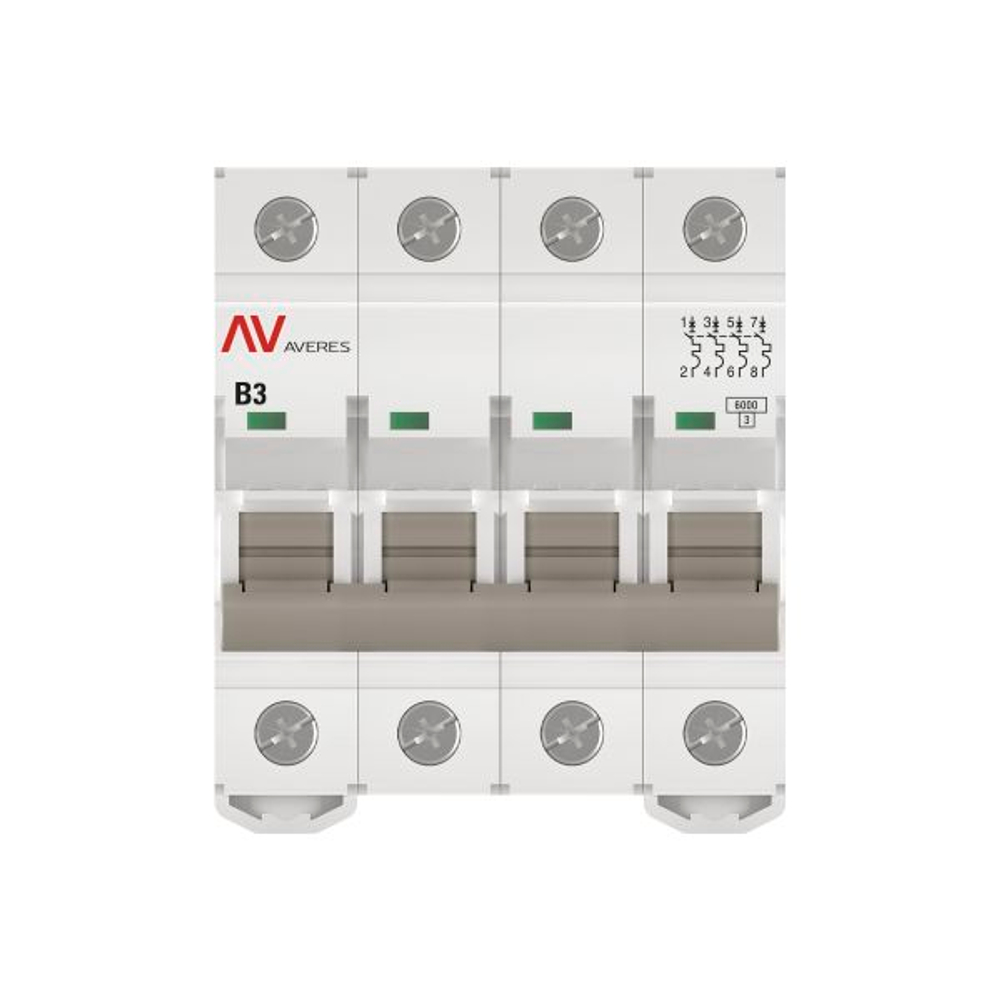 Выключатель автоматический AV-6 4P 3A (B) 6kA EKF AVERES