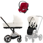 Коляска Cybex Priam IV Rosegold complete Aton B2 Dynamic Red Base One 4 в 1 Off White