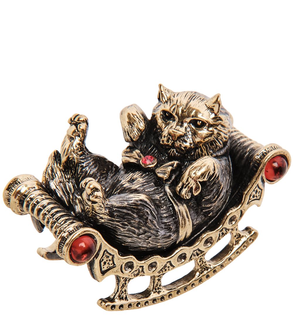 Народные промыслы AM-3138 Фигурка «Кот на софе» (латунь, янтарь)