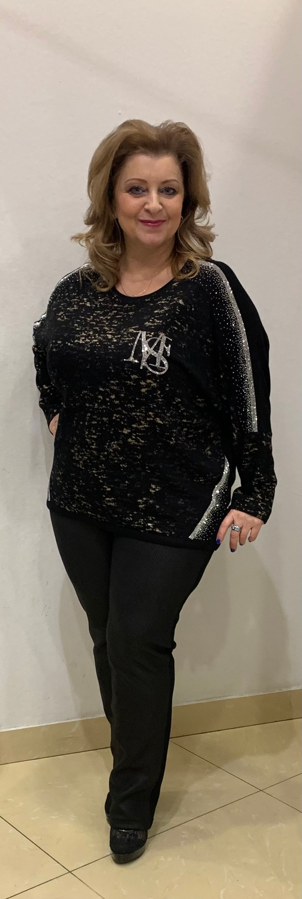 Черные комбинированные брюки