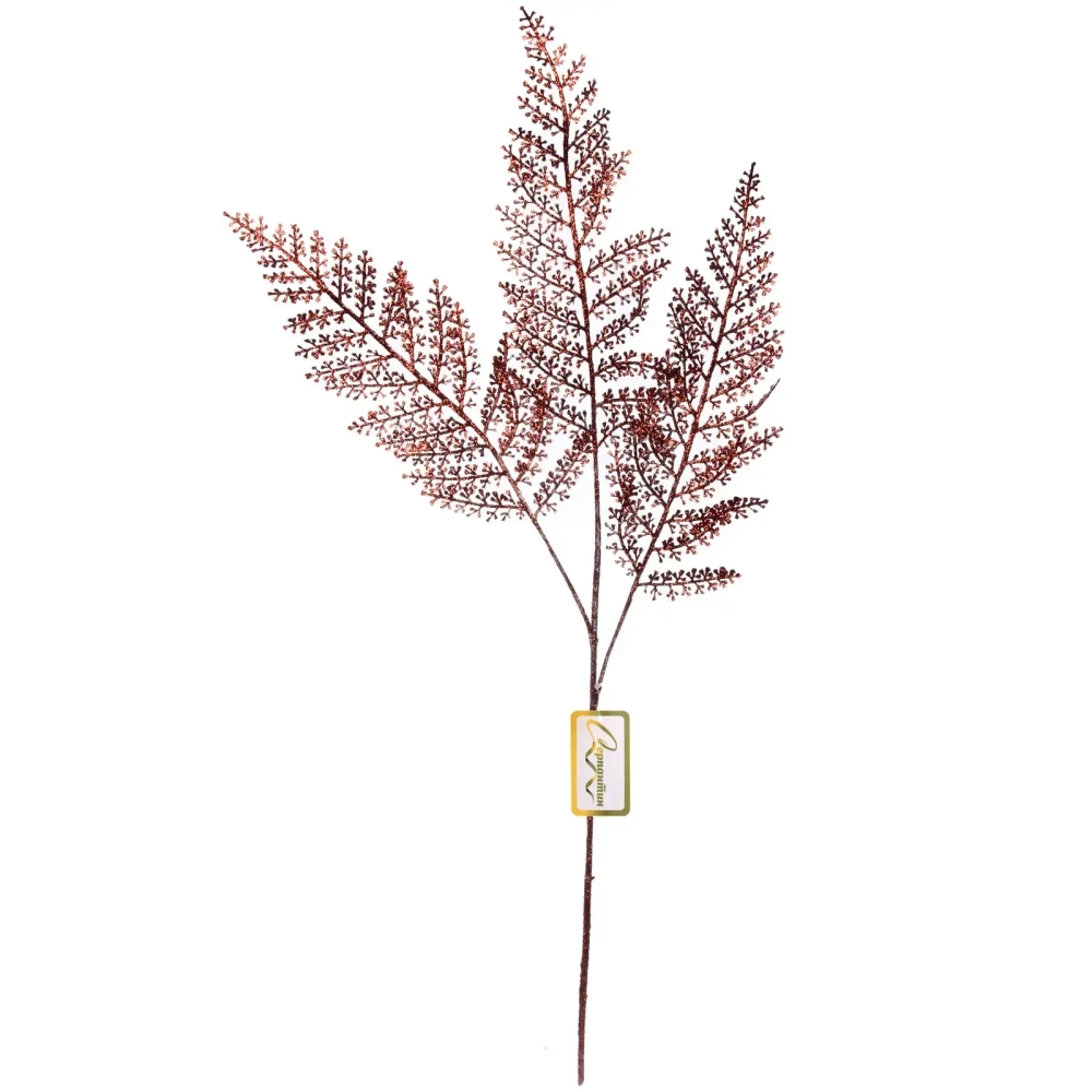Ветка декоративная «Сверкающий папоротник» 86 см, Шоколад