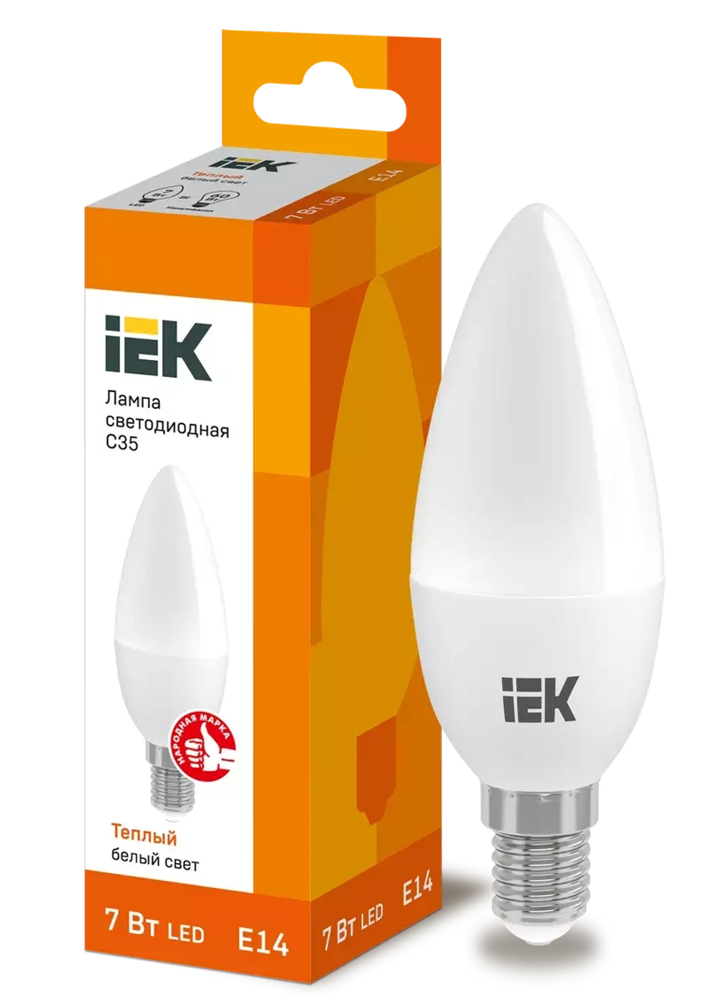 Лампа светодиодная ECO C35 свеча 7Вт 230В 3000К Е14 IEK LLE-C35-7-230-30-E14