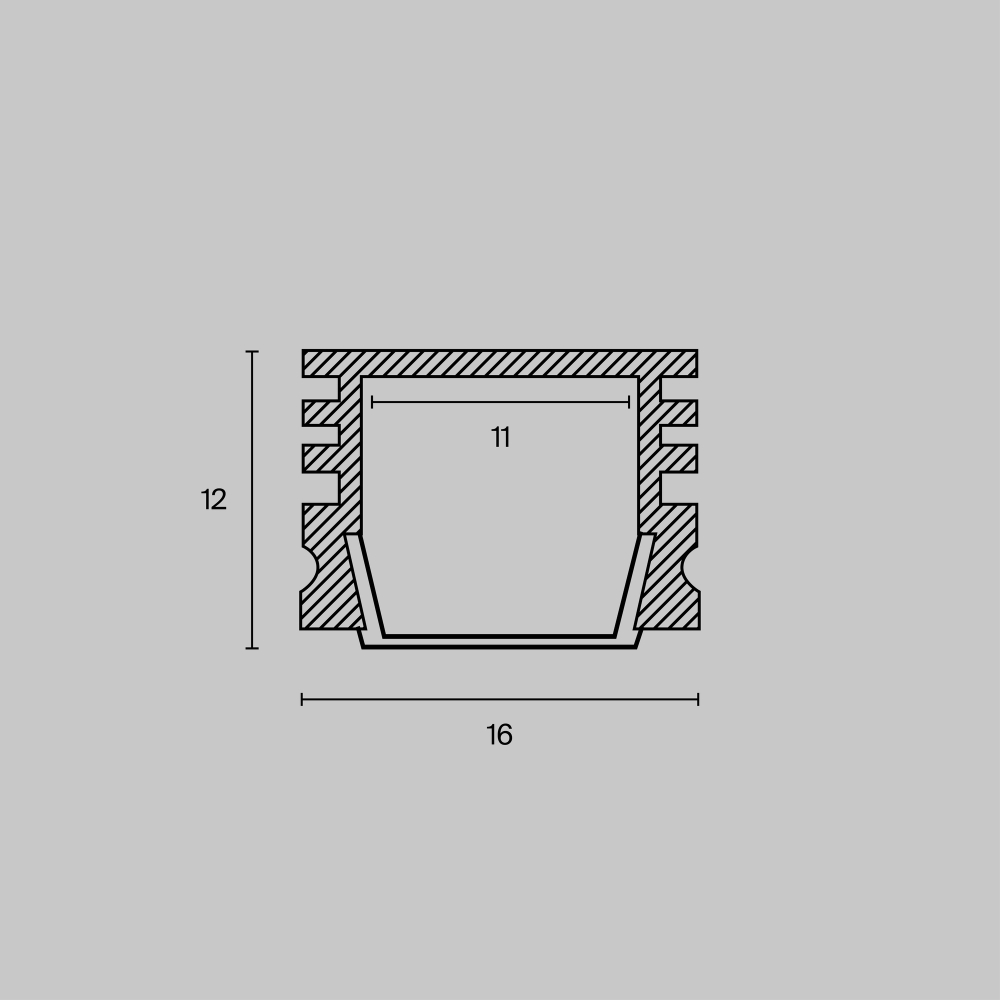 Алюминиевый профиль Maytoni накладной 16×12 (Серебро, 2 м), ALM005S-2M