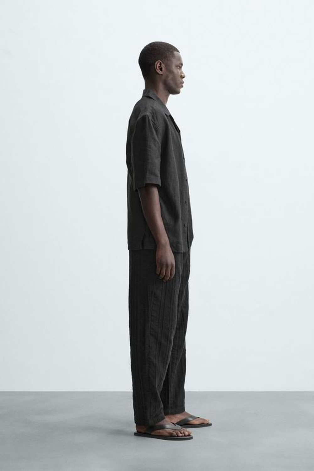 ZARA БРЮКИ RELAXED FIT ИЗ РЕЛЬЕФНОЙ ТКАНИ, ЧЕРНЫЙ