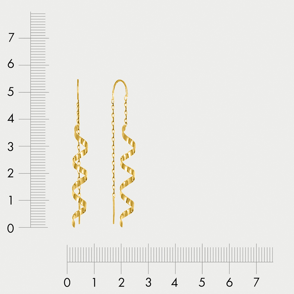 Серьги-продевки женские из желтого золота 585 пробы без вставок (арт. л140075)