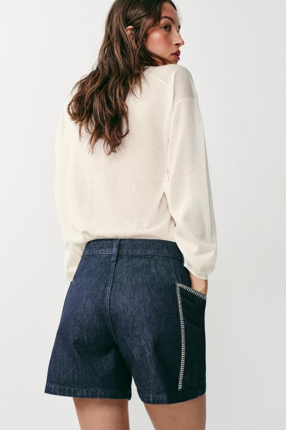 ZARA ШОРТЫ Z1975 С ВЫШИВКОЙ, СИНИЙ