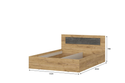 Спальный гарнитур МСП-1 (Дуб золотой/Камень темный) 1400