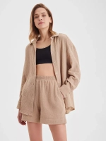 Костюм - пижама с шортами из муслина домашний оверсайз