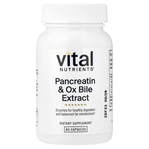 Vital Nutrients, Панкреатин и экстракт бычьей желчи, 60 капсул