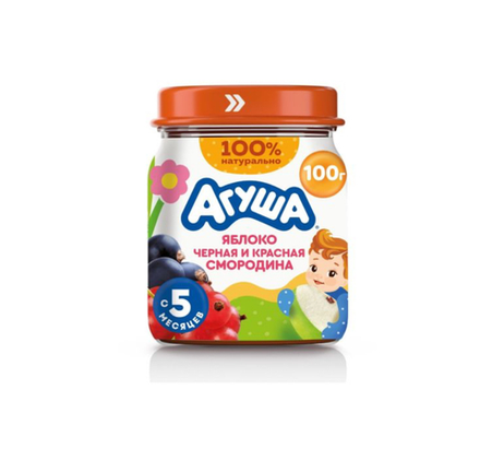 Пюре Агуша яблоко черная и красная смородина 100 гр