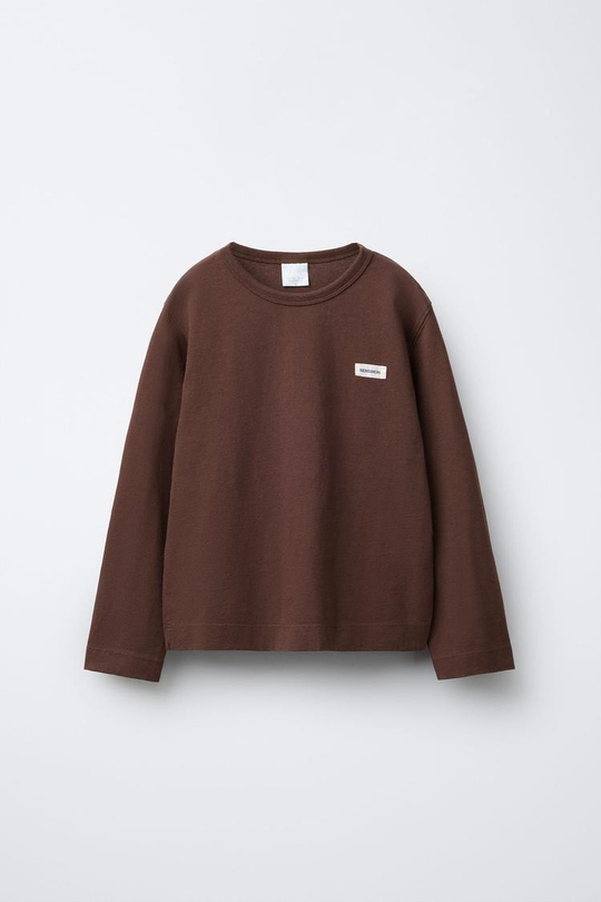 ZARA Х BENSIMON® ФУТБОЛКА С ДЛИННЫМИ РУКАМИ, КОРИЧНЕВЫЙ