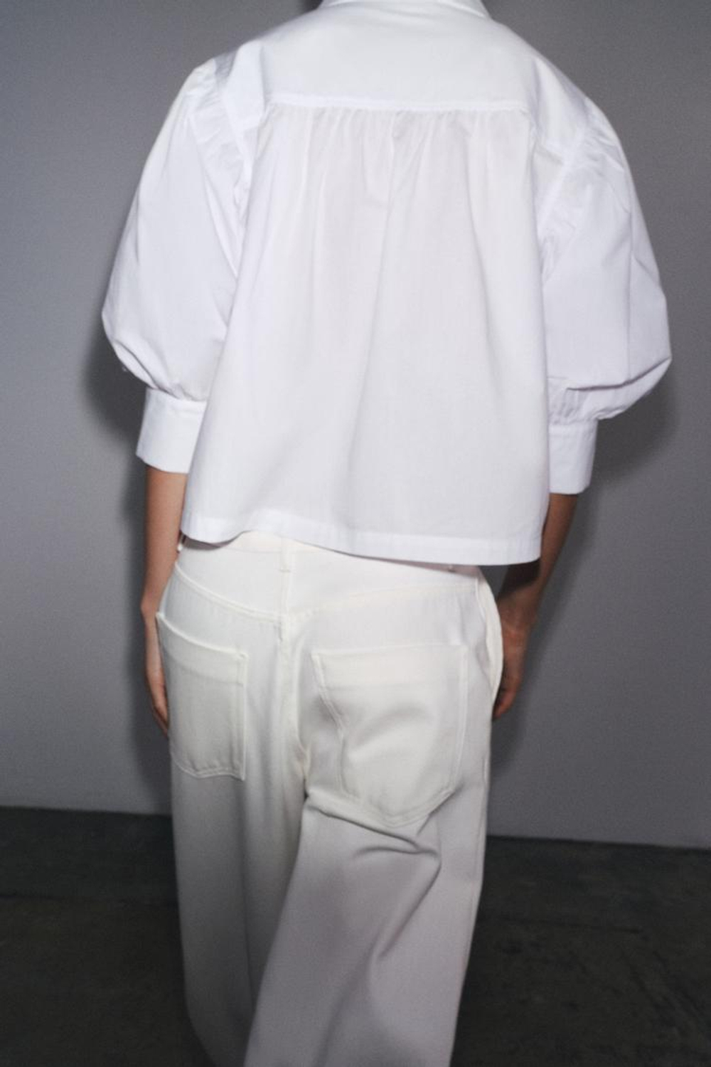 ZARA РУБАШКА ИЗ ПОПЛИНА — ZW COLLECTION, БЕЛЫЙ