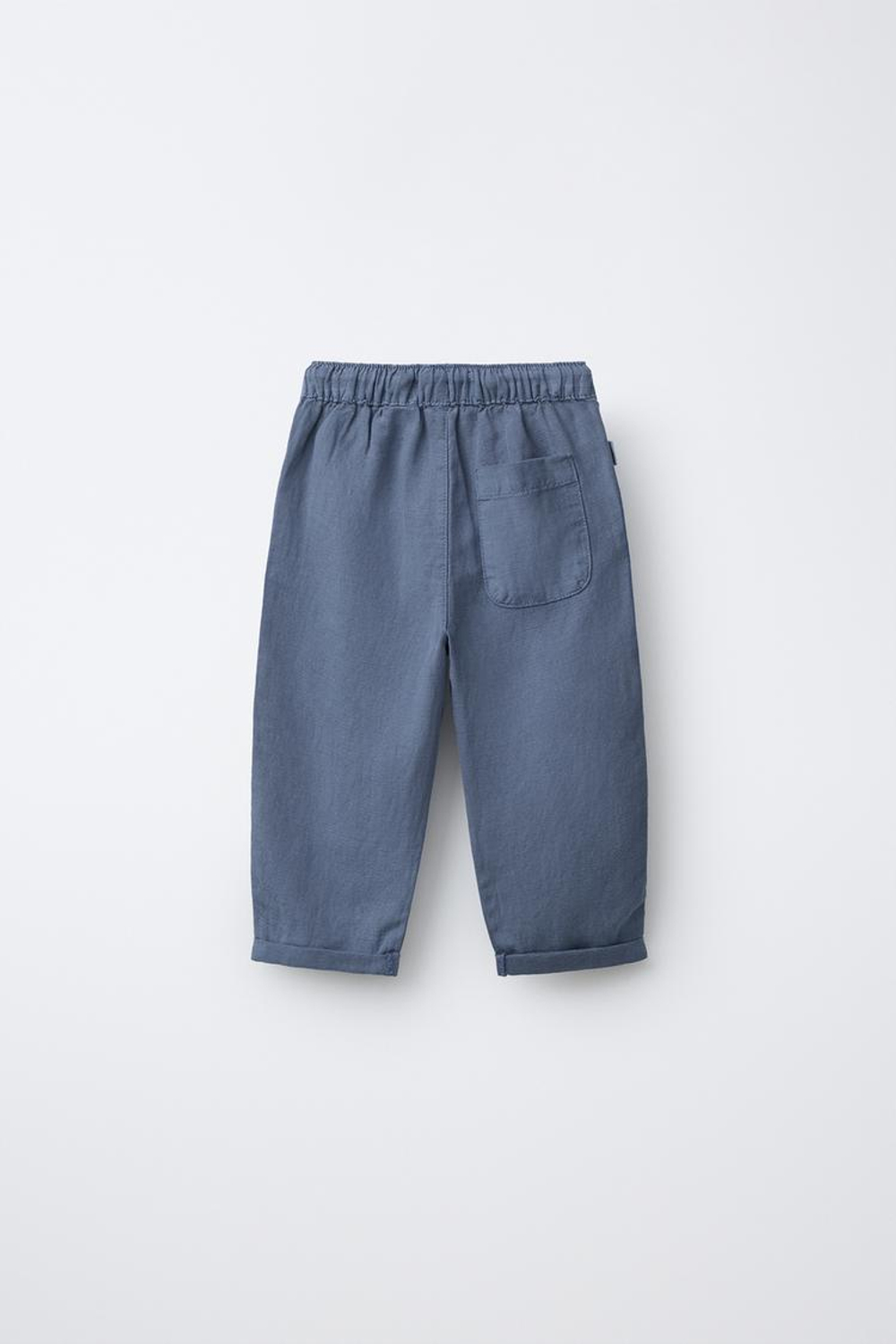 ZARA БРЮКИ СТРУЯЩЕГОСЯ КРОЯ ИЗ СМЕСОВОГО ЛЬНА, СИНИЙ