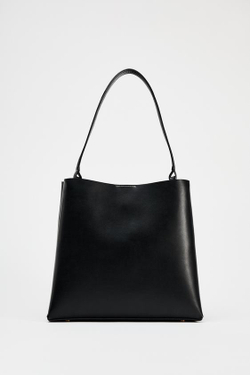 ZARA СУМКА-МЕШОК В МИНИМАЛИСТСКОМ СТИЛЕ, ЧЕРНЫЙ