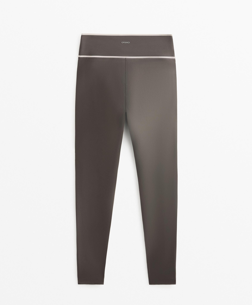 OYSHO Легинсы Perfect-adapt с V-образным вырезом на талии, длиной до щиколотки 65 см, серо-коричневый