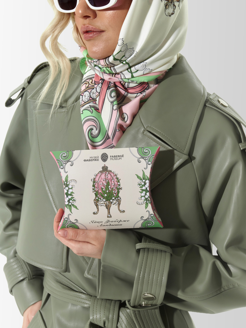Платок «Яйцо Фаберже Ландыши» розовый